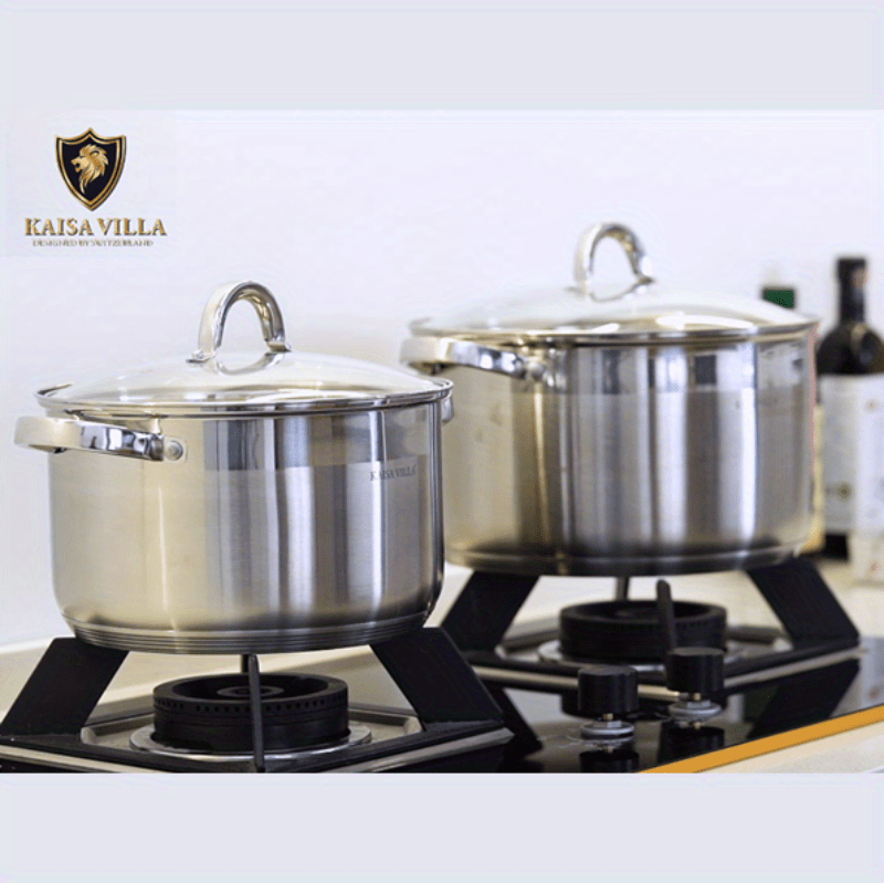 3  stainless steel soup pots set thickened 5 layer bottom double ear handle heat resistant easy to   for gas stove induction cookers details 1