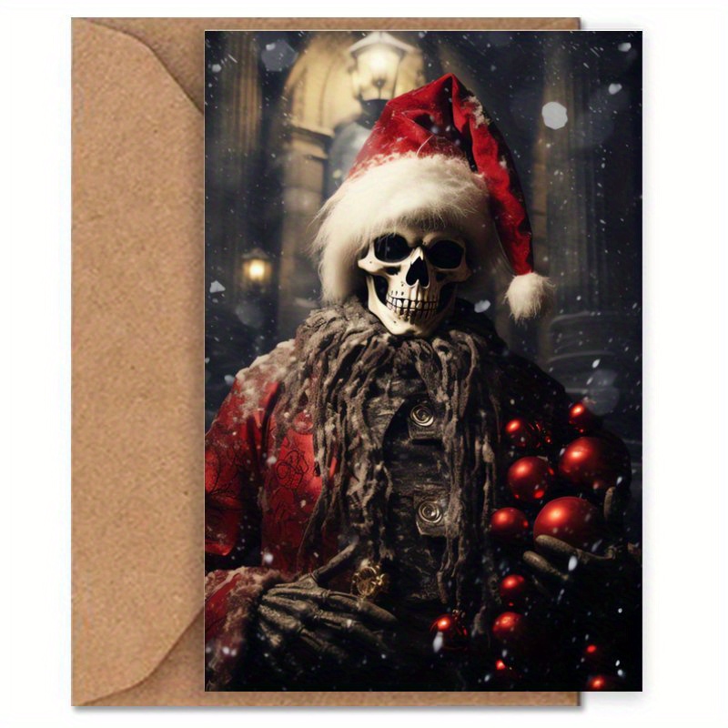 

1pc Gothic Horror Santa Claus Christmas Card, Vintage , Holiday Greeting, Unique Gift , Family, Boyfriend, Girlfriend, Son, Daughter, Decor