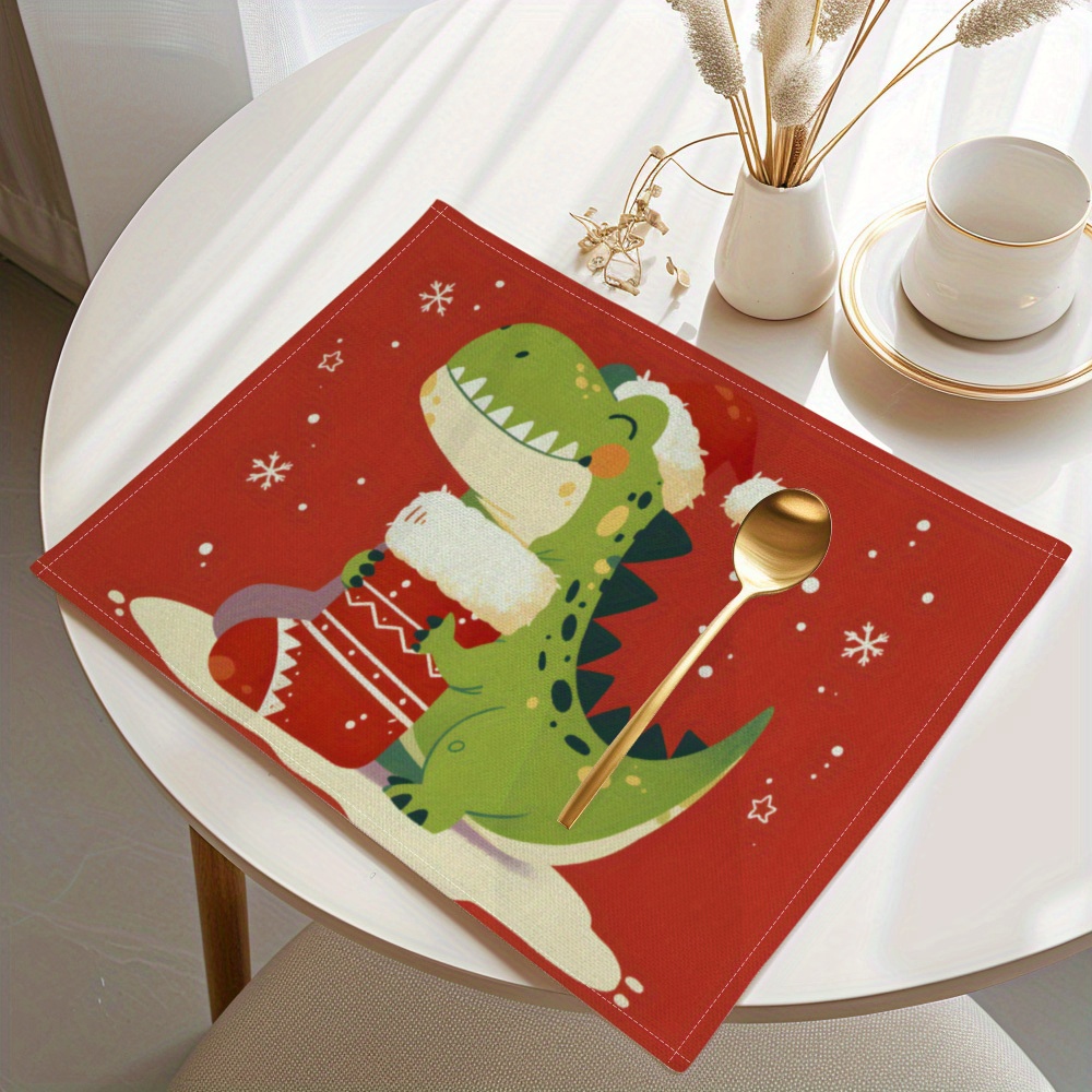 

4pcs Christmas Placemats, & Pattern - Dining Table , , , For Christmas