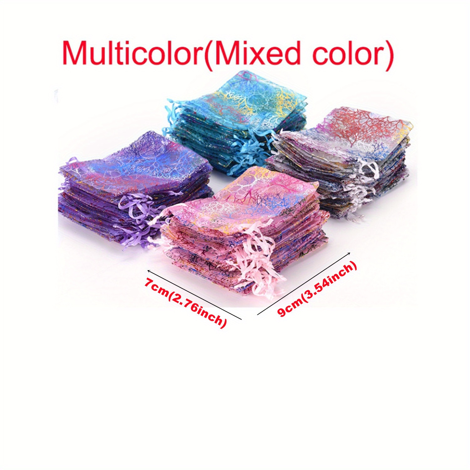 TEMU Sachets en Organza 50 Pièces, Sacs Cadeaux en Organza à Aléatoires avec Cordon de Serrage, Pochette Souvenir pour Bijoux, Cadeau pour Mariage,