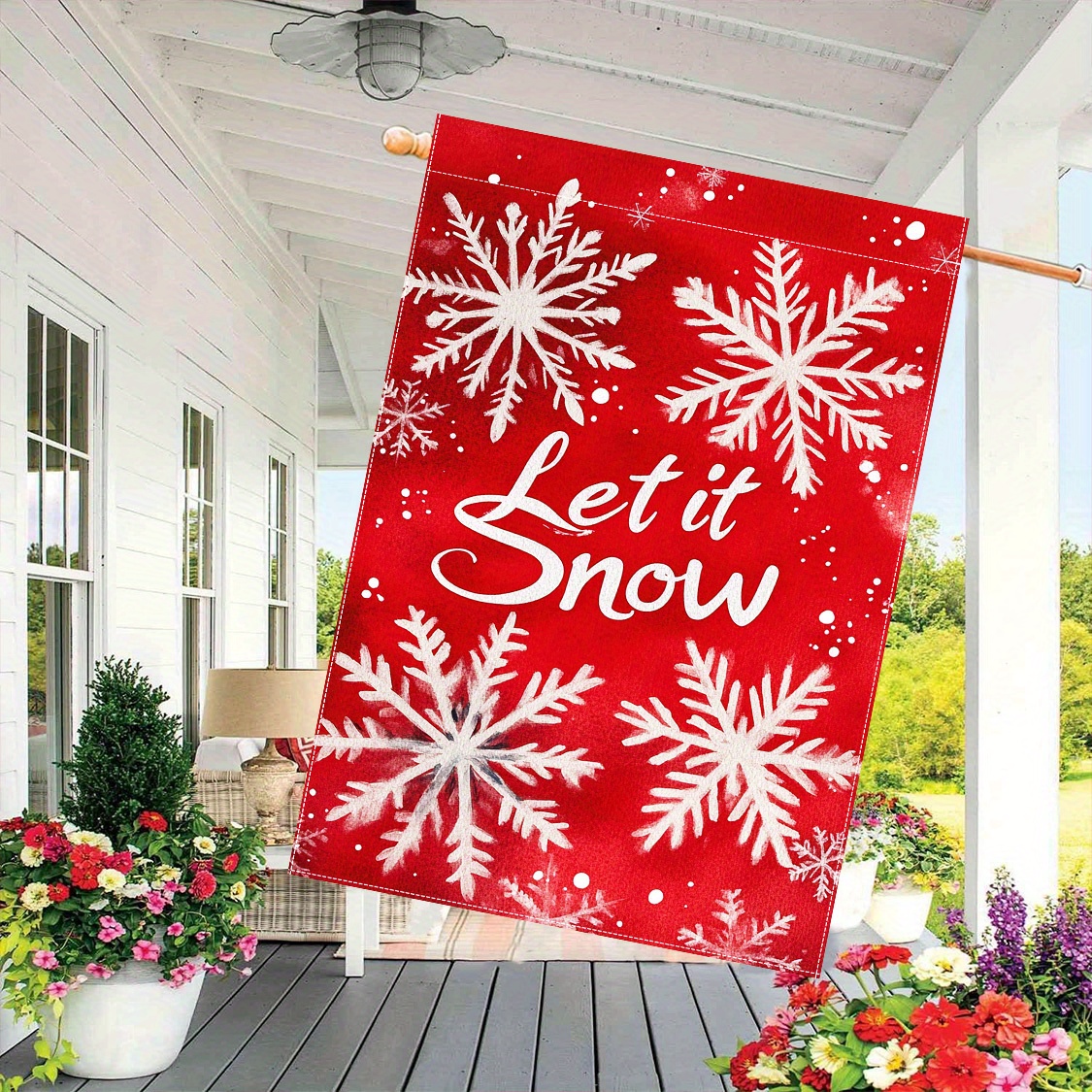 winter snowflake   polyester garden flag 28x40 inch double sided decorative outdoor flag for yard and lawn without electricity 1pc