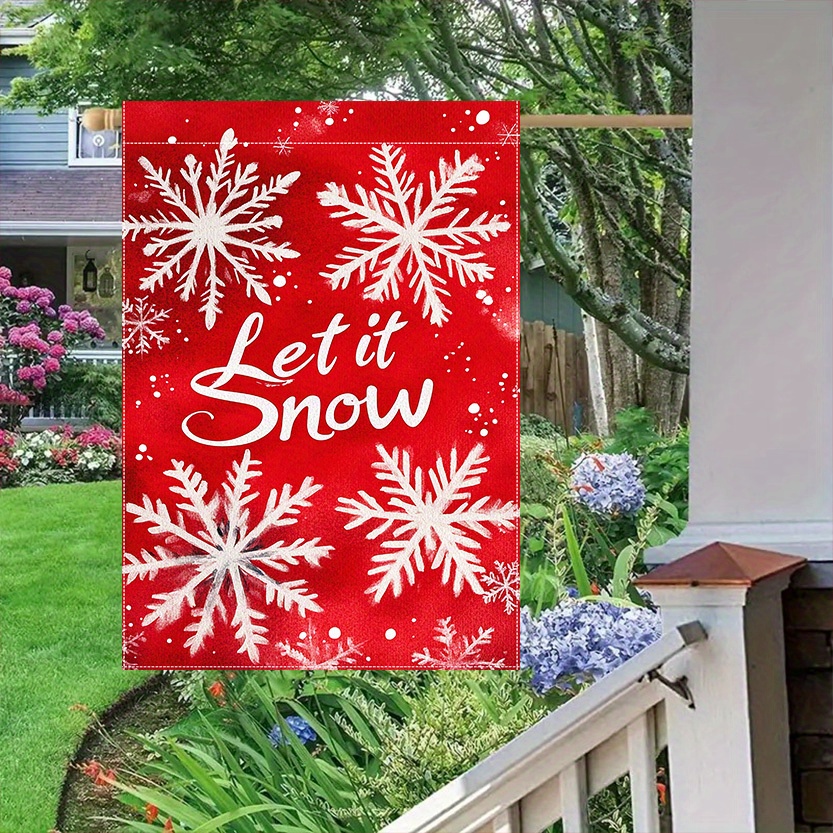 winter snowflake   polyester garden flag 28x40 inch double sided decorative outdoor flag for yard and lawn without electricity 1pc
