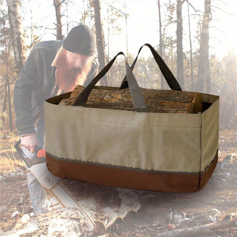 

1pc Outdoor Patchwork Oxford Cloth Bag Hard-wearing Firewood Buggy Bag Charcoal Transport Kit