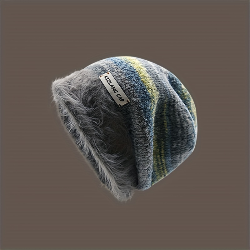 

Vintage Gradient Knit Beanie Hat - 100% Polyester, Woven , Inelastic Fit, Hand Washable, Featherless, Ideal For &