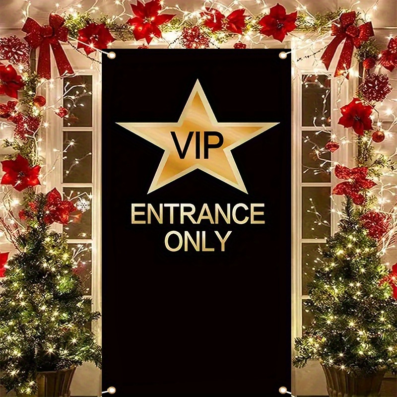 

1pc Vip Entrance Only Banner - Polyester Wall Hanging Tapestry For All - Reusable Golden Decor 39x59 Inches - Room Decoration Without Electricity