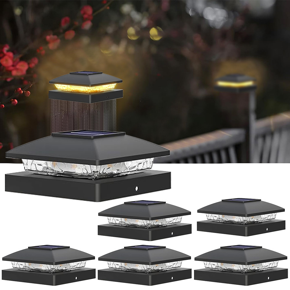 

6pcs 4x4 Solar Post Cap Light Solar Fence - Post Lights Outdoor For Wooden/vinyl Post, Deck Post Cap Light Solar Powered With Warm White For Garden Patio Porch