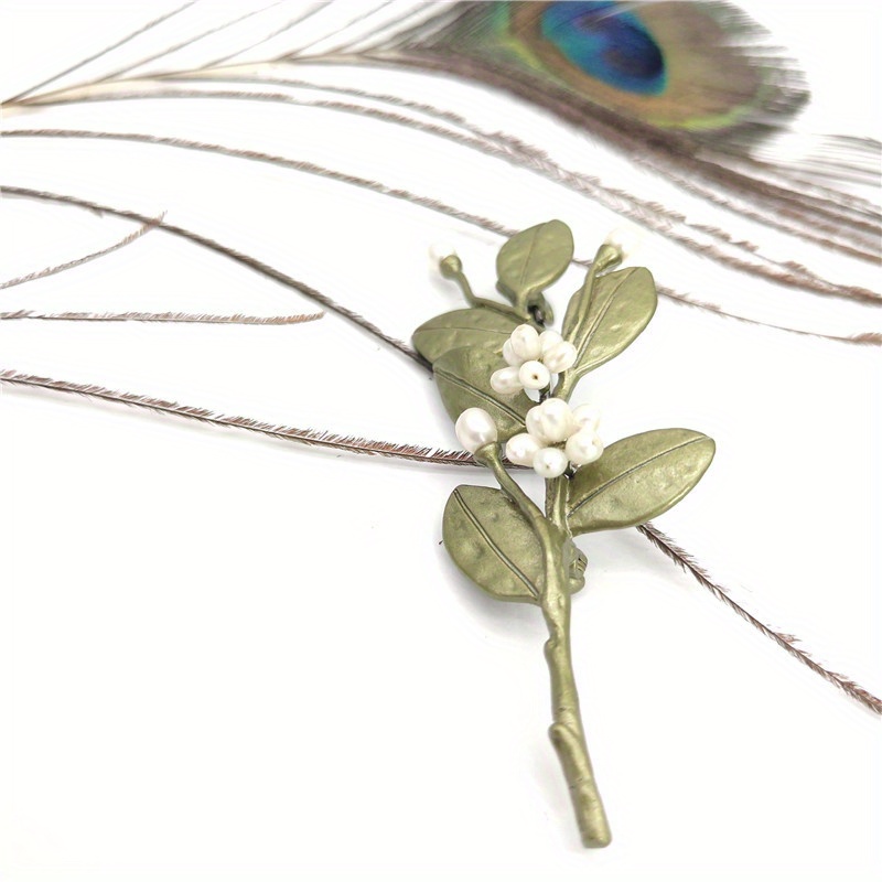 designer plant   flower branch brooch   fresh pin romantic gift for women details 7