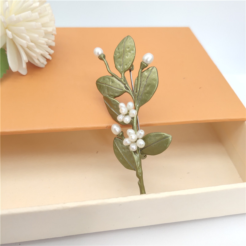 designer plant   flower branch brooch   fresh pin romantic gift for women details 8