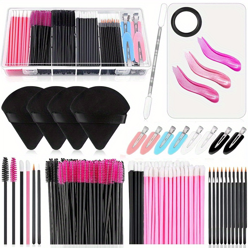 TEMU 234pcs Professional Makeup Brush Set, Oval Brushes For Normal Skin, Unscented Abs Plastic Handle, Includes , Lip, Eyeliner, Eyelash Brushes & Cleaning Sticks, Makeup Brush Holder