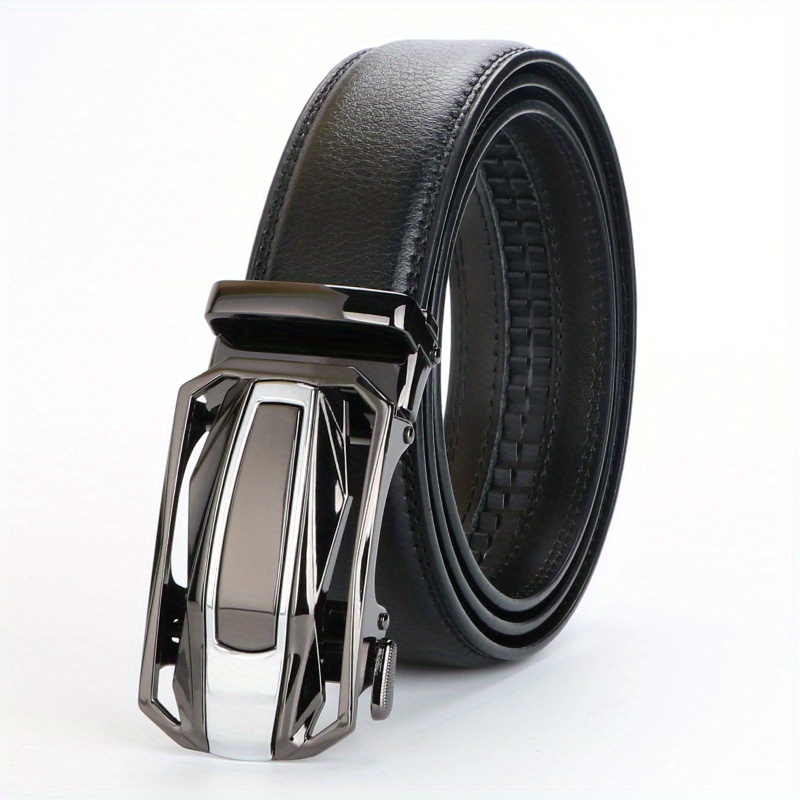 second layer cowhide belt men adjustable automatic - Temu display picture 1