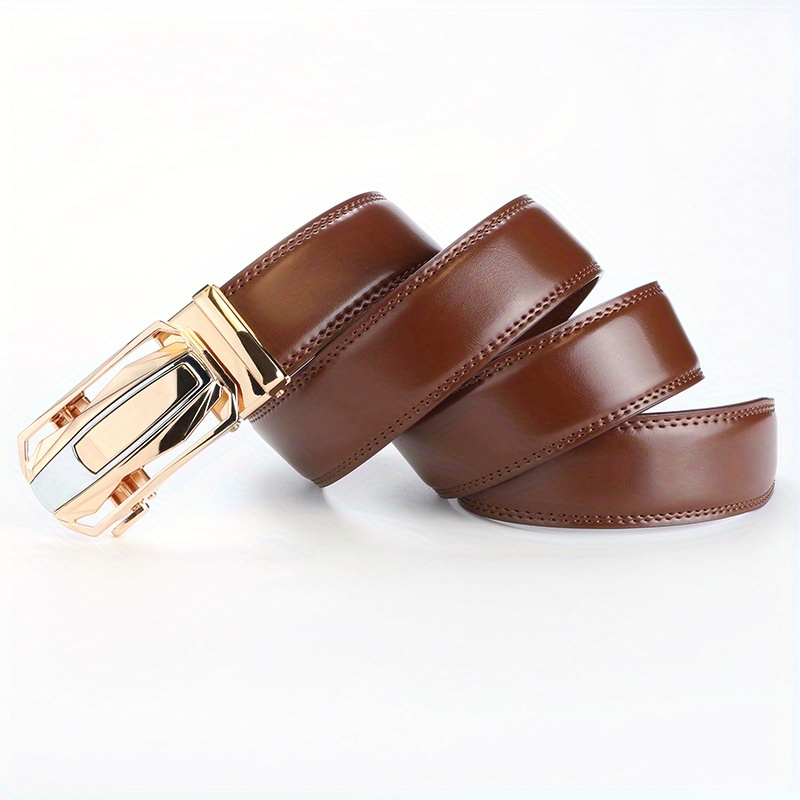 2 Pack Men's Leather Ratchet Belts with Automatic Buckle