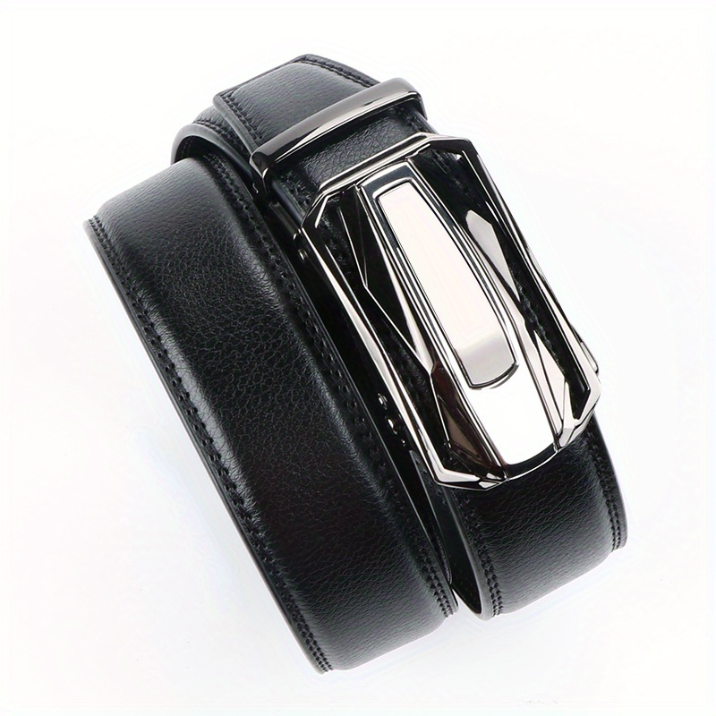 2 Pack Men's Leather Ratchet Belts with Automatic Buckle
