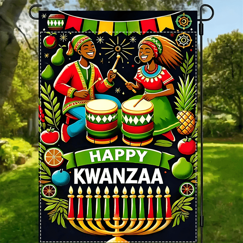 

Garden Flag - Double-sided, Waterproof Polyester, Outdoor African Drummers & Fruits Design, Multipurpose For Yard, Lawn, Farmhouse Decor, 12x18 Inch