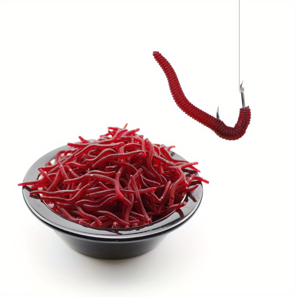 

50pcs-soft Earthworms Fake Red Worms-suitable For Lure Fishing