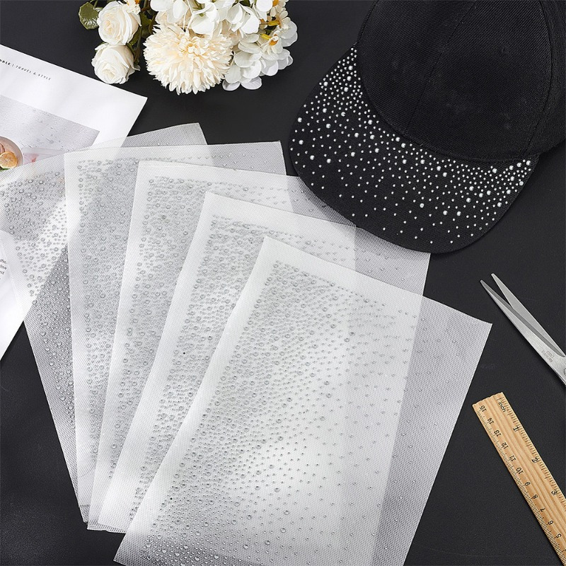 

5-pack Hotfix Crystal Rhinestones Sheets, Transparent Adhesive Gems For Diy Crafts & Garment Decor, Polka , Glass Rhinestone Embellishments 1.5-3mm