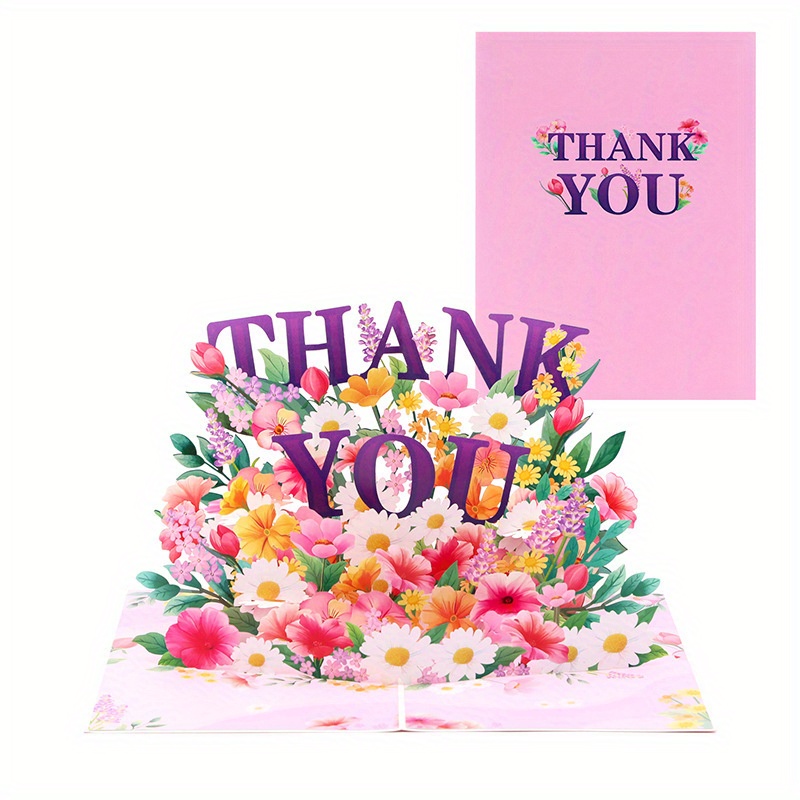 

1pc, Pop Up Thank You Card 3d Thanksgiving Pop-up Give Greeting Cards Fathers Day Business Gratitude Appreciation