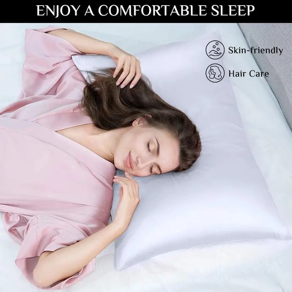 1pc luxurious   satin pillowcase breathable   cooling feel in solid colors with envelope closure machine washable for bedroom   details 1