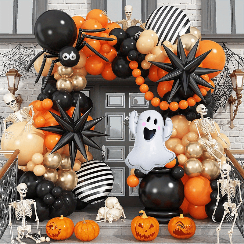 138pcs halloween garland arch kit   latex balloons ghost black and   black exploding star aluminum balloon for halloween decor birthday party background decoration Product details 0