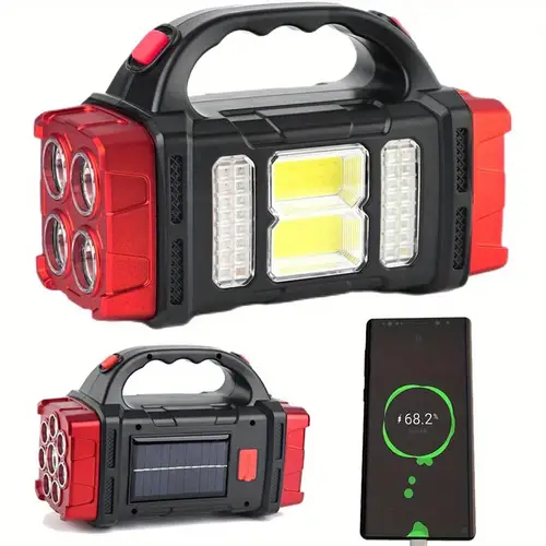 2pcs solar camping light bright portable rechargeable power bank usb led flashlight torch with long lasting and versatile charging options
