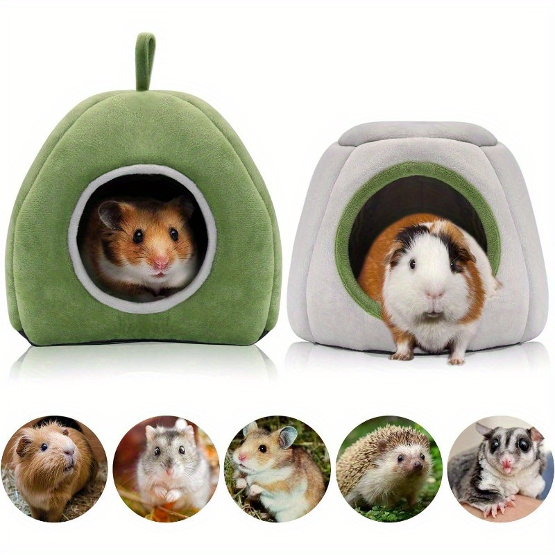 TEMU 2pcs Small Pet Warm Plush Nest - Bite-resistant Washable Guinea With -slip Hideout Bed, Cozy Hamster & Hedgehog Habitat Accessory Suitable For Hamsters, Hedgehogs, Sugar Gliders, Small Rodents