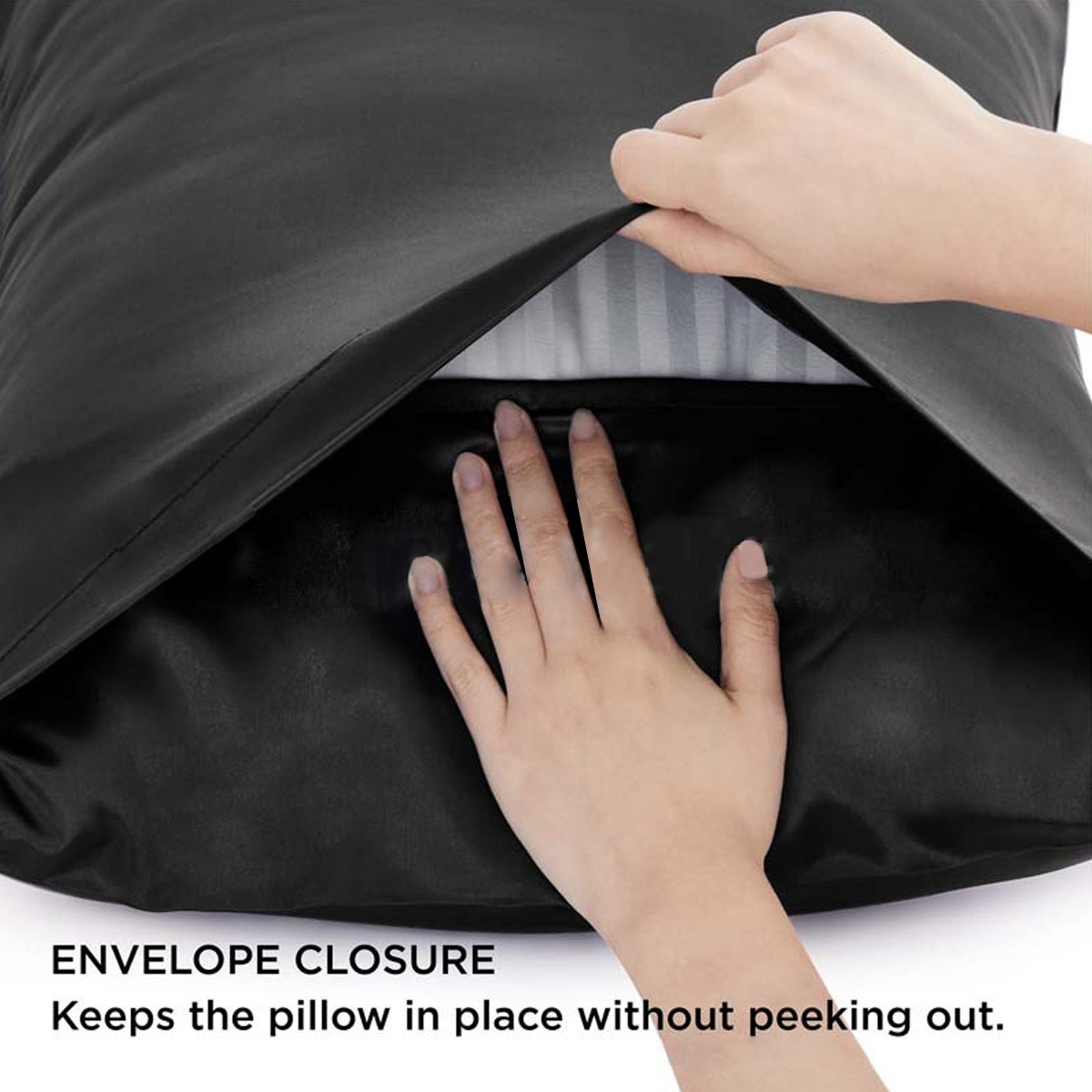 1pc luxurious   pillowcase breathable   cooling feel solid color with envelope closure machine washable details 2