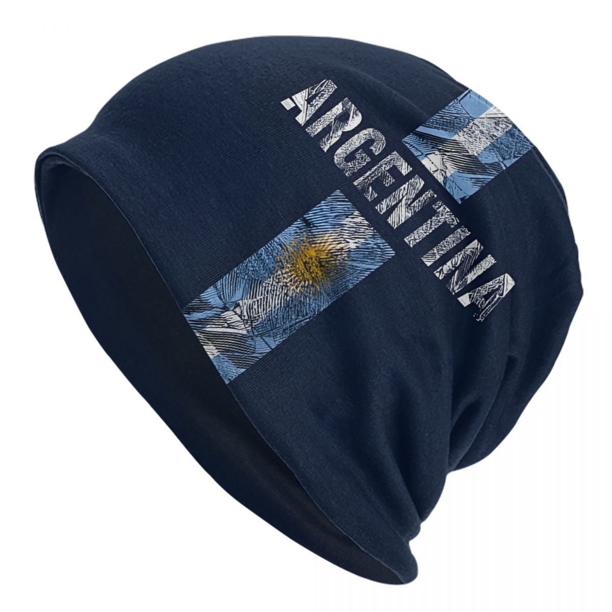 TEMU Argentina Flag Pattern Brimless Beanie Street Style Thin Hat Men's Skull Brimless Sports Polyester Fiber Hat 2d Print Design