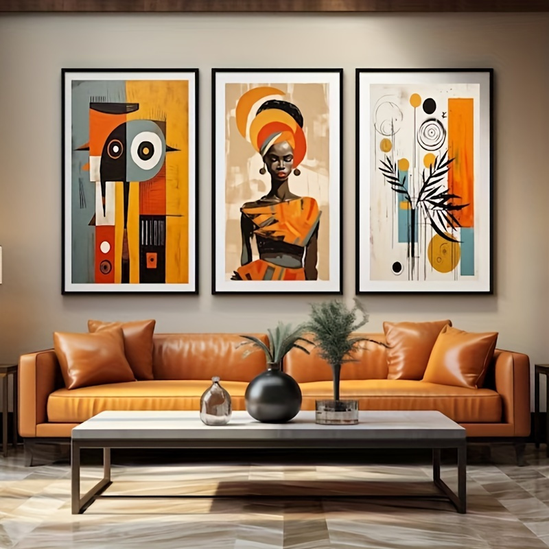 

Canvas -piece Abstract African Wall Art Suit, African Bohemian Style Canvas Decoration, Bedroom Living Room Wall Decoration, Canvas