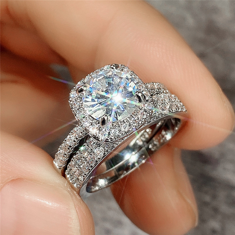 

Trendy Temperament New Luxury Zircon Ring Set For Women's Fashionable Wedding Ring Set