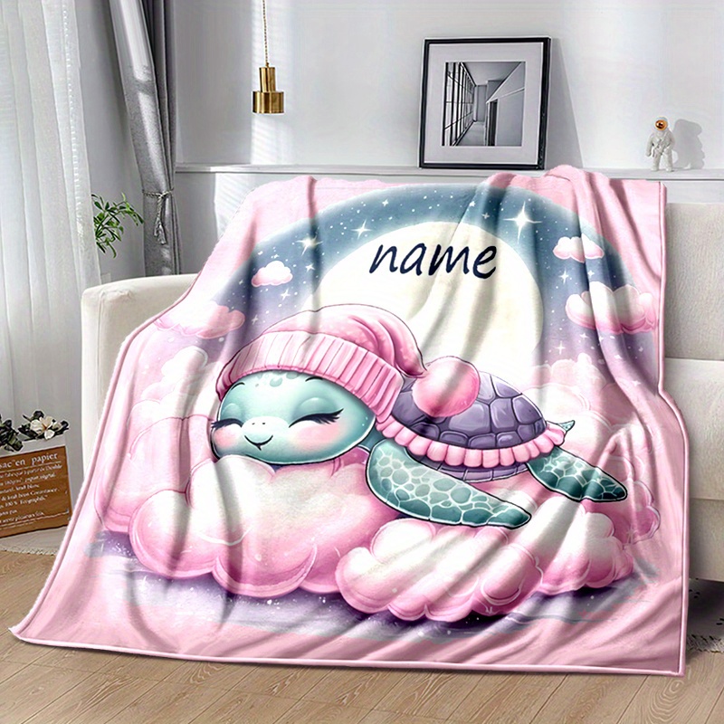 

Personalized Flannel Blanket - Soft, Warm & For All | Ideal For Sofa, Bed, Camping & Travel | Machine Washable, Turtle Decor