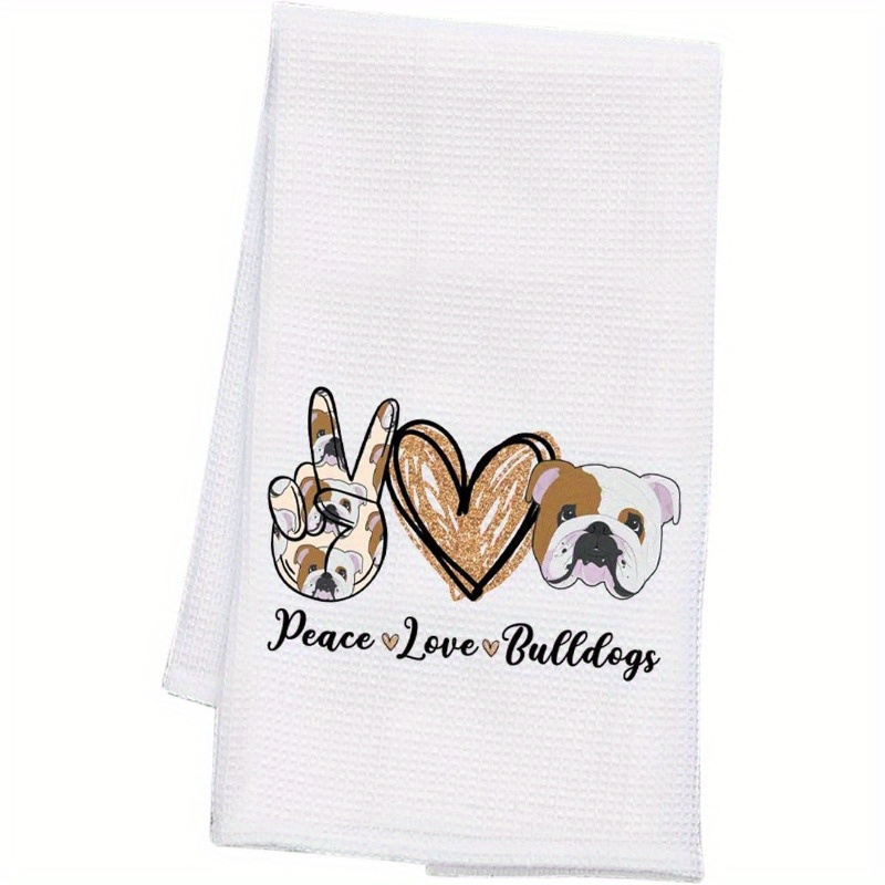 

Contemporary Super Soft Polyester Kitchen Towel Set - 18x26 Inch Woven Dish Towel, Bulldog Themed For , Machine Washable, Bulldogs Design, Perfect Gift For Bulldog Owners