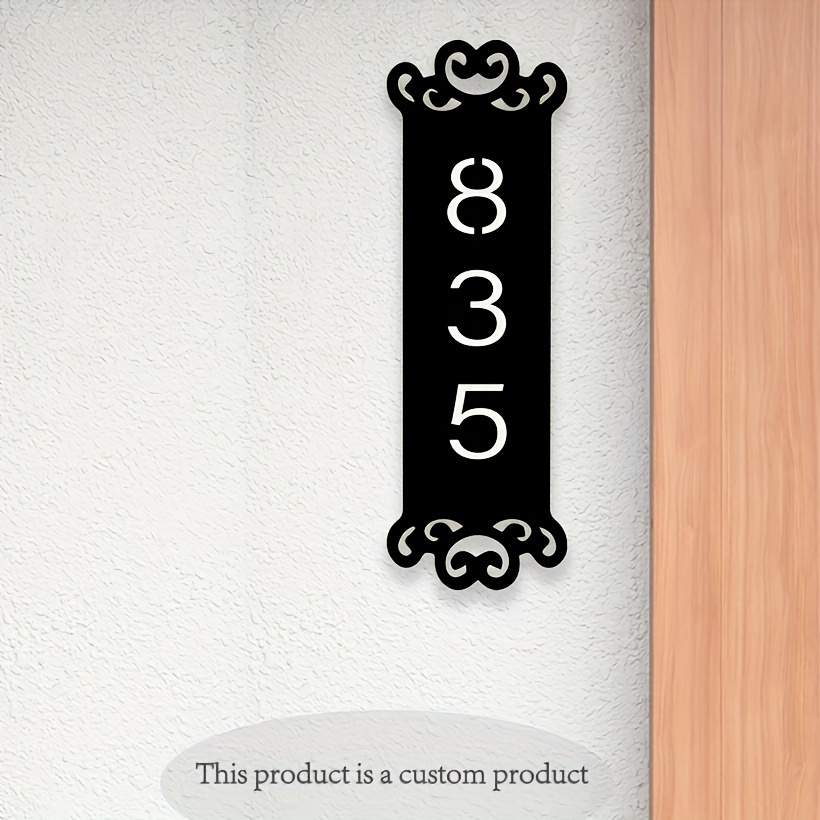 elegant yellow   numbers custom vertical wall mount address sign for home decor gift details 0