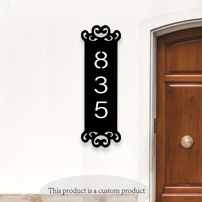 elegant yellow   numbers custom vertical wall mount address sign for home decor gift details 1