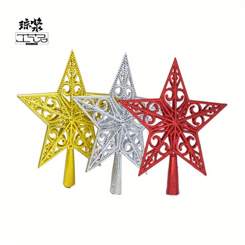 

A Plastic Hollow Iron Wire Christmas Tree Topper Decorated With .