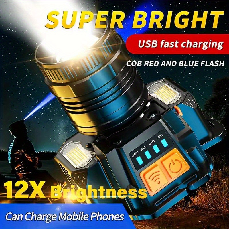 

Led Rechargeable Headlights, With And Headlights. 90 ° Adjustable, Suitable For Outdoor Camping, , Running, Mountaineering, And Home Use