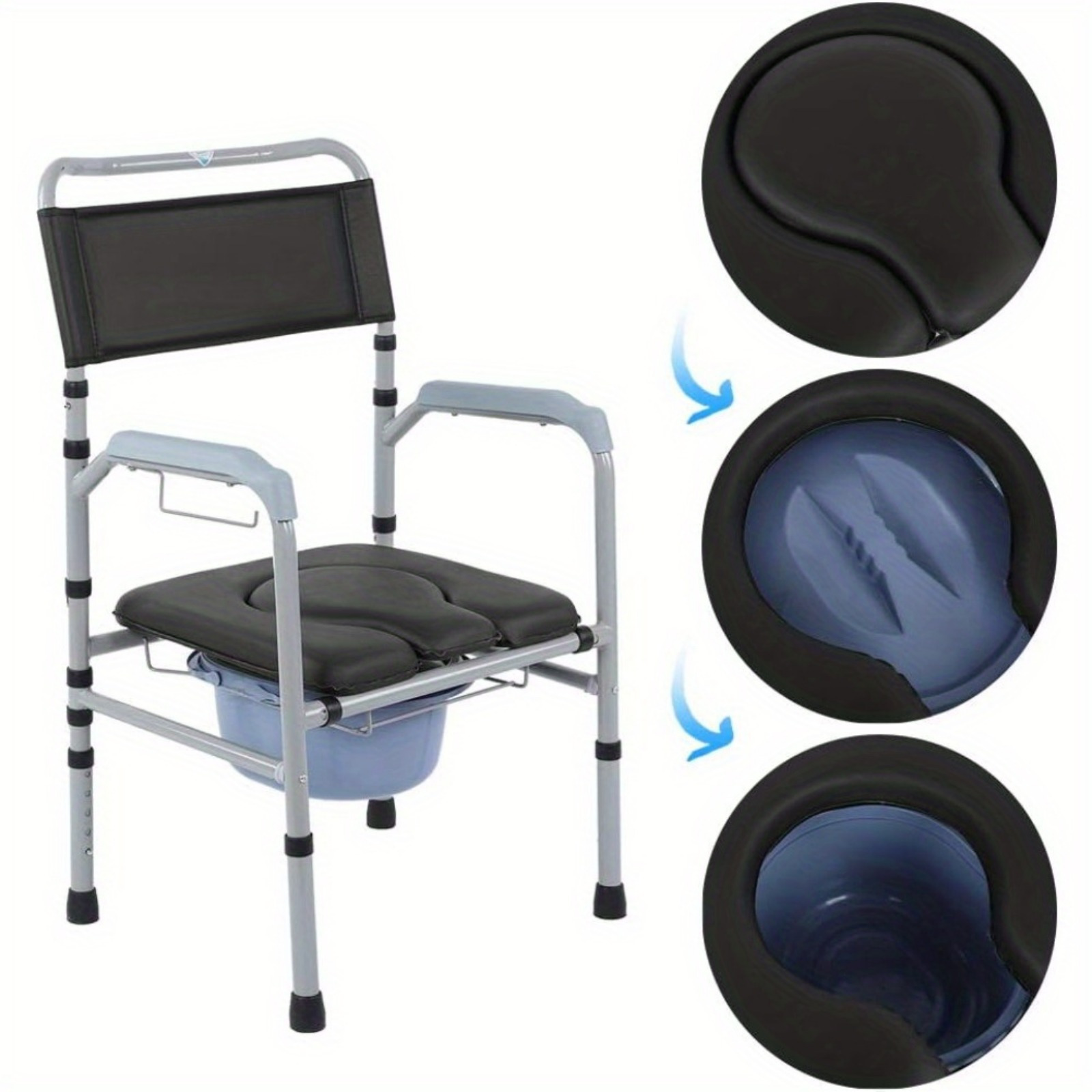 

Bedside With Removable Commode For Seniors Aluminum Alloy Frame Thickened