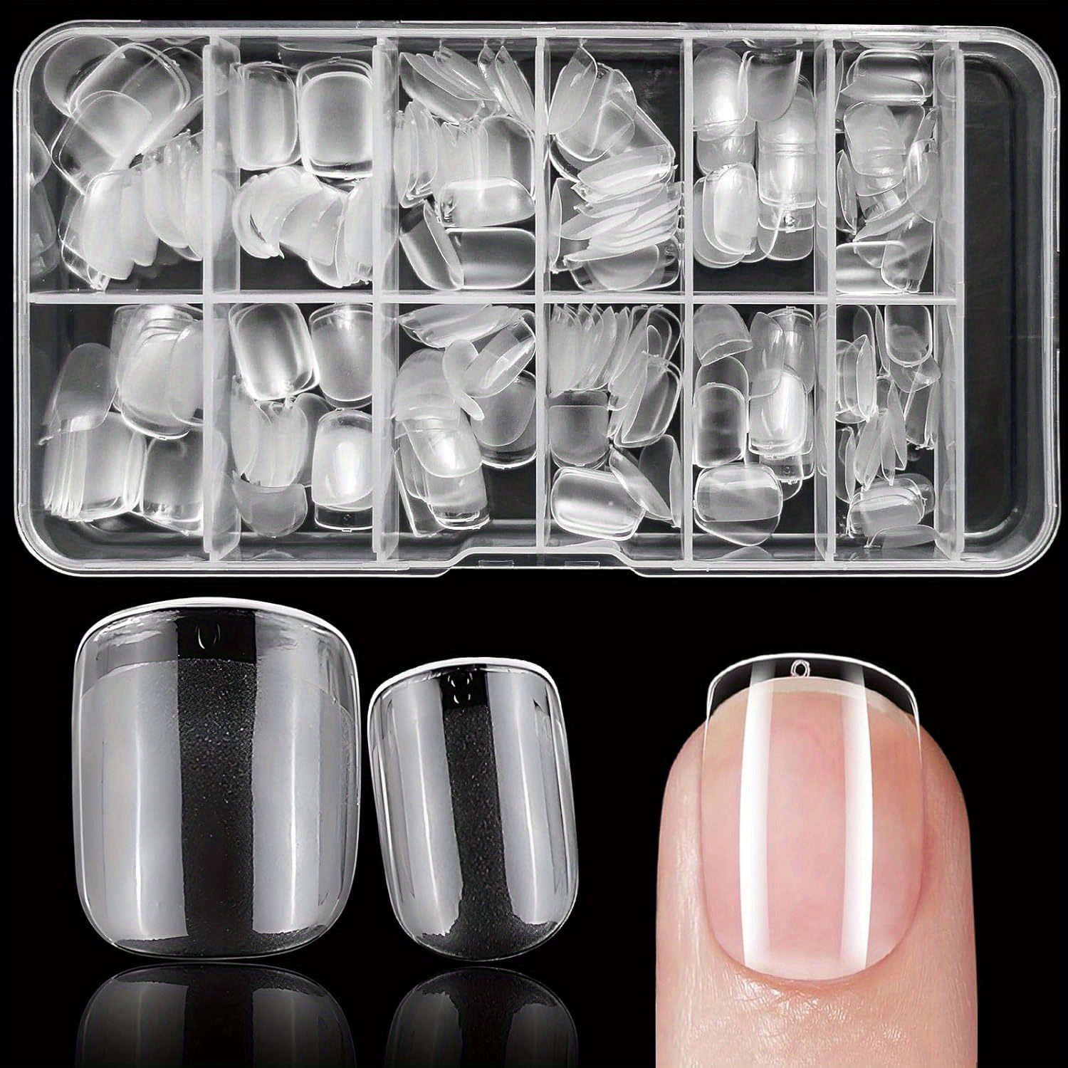 

240pcs Extra Short Square Gel X Nail Tips Short Fake Nails Clear Press On Nails Acrylic Nails Tips, 12 Size Xs Full Cover Nail Tips Gel Nail Tips False Nails Extension Artificial Fingernail