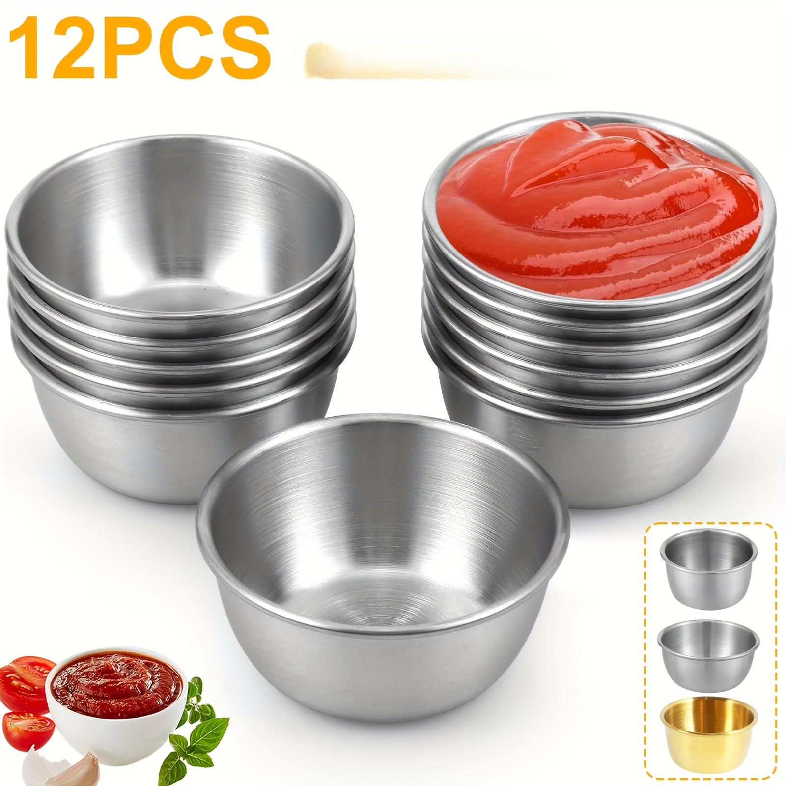 

12pcs Stainless Steel Sauce Cups - Mini Dip Bowls For Condiments, , Dressings - No Electricity Needed, Reusable Dipping Containers For Home And Restaurants