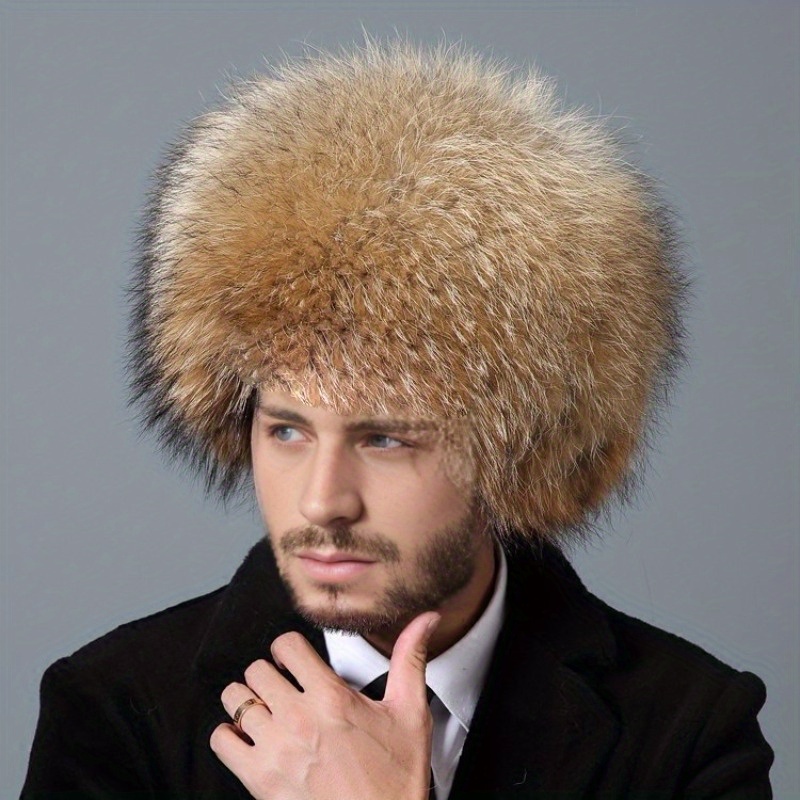 

1pc Men's Winter Ushanka Hat - 100% Polyester Fur Cap, Style Windproof Hat For Skiing And Hunting