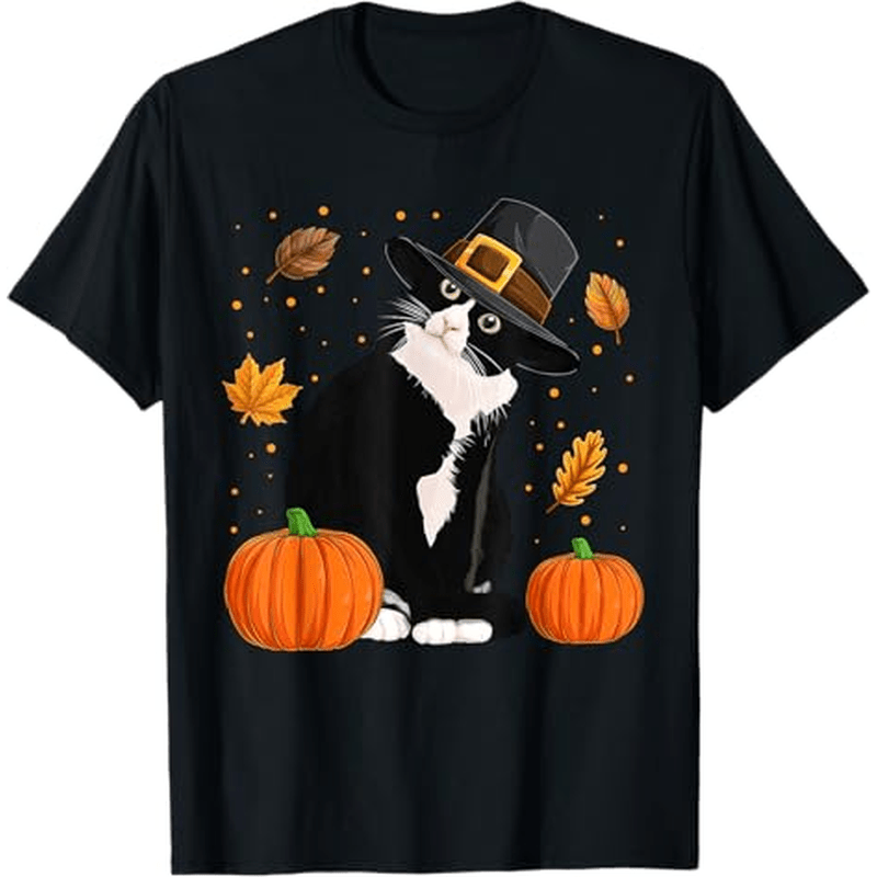 

Turkey Cat Shirts, Men Women 100% Cotton Thanksgiving Thanksgiving Christmas Gifts For Men Women , S-xxxl, Black