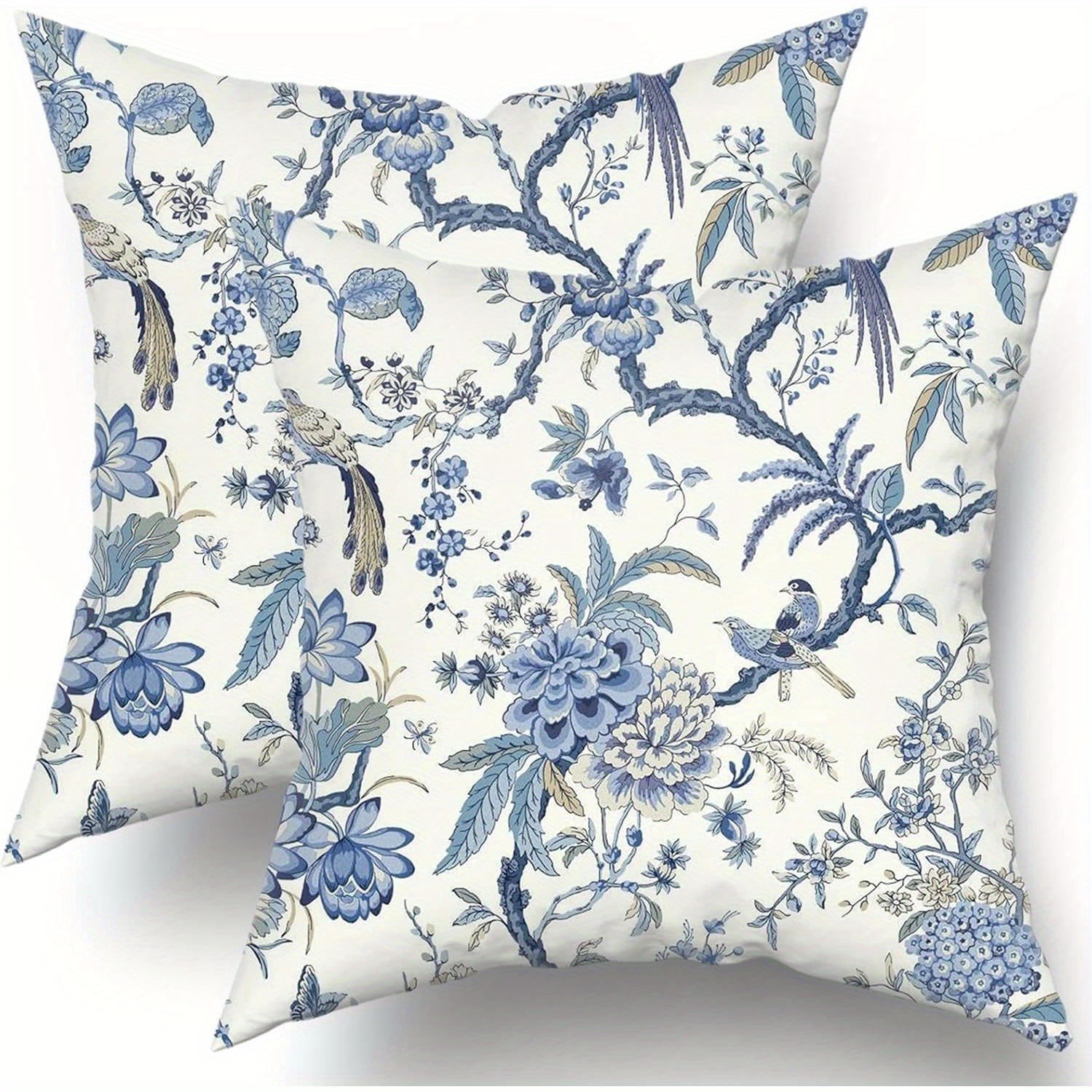 

2pcs Blue And White Outdoor Pillow Cover For Bedroom Sofa Chair Decoration 18*18inch