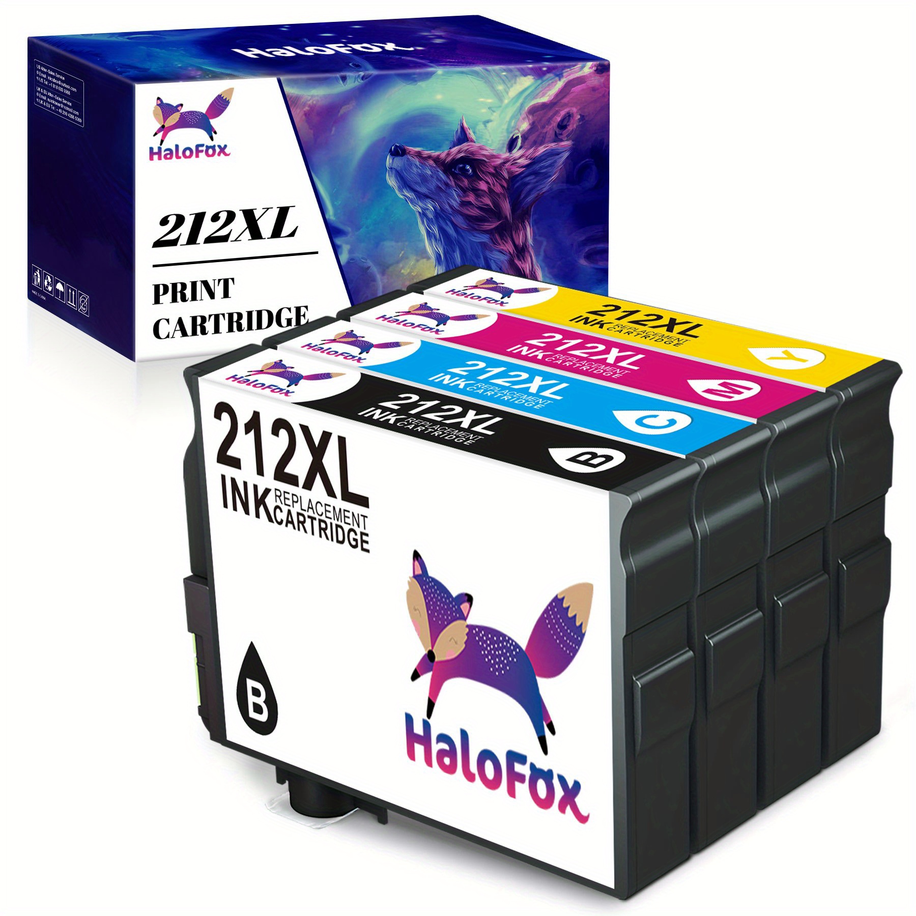 

4 212 Ink Cartridges Replacement 212 212xl Workforce Wf-2850 Wf-2830 Xp-4105 Xp-4100 Printers Ink Cartridges 212 Ink Cartridges