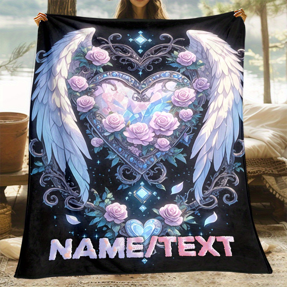 

Custom Personalized Name/text Love Blanket - Cozy Lightweight Polyester Flannel Throw For Couch, Sofa, Bed, Travel - Non-electric, Featherless Soft Decorative Blanket Gift For Family, Friends