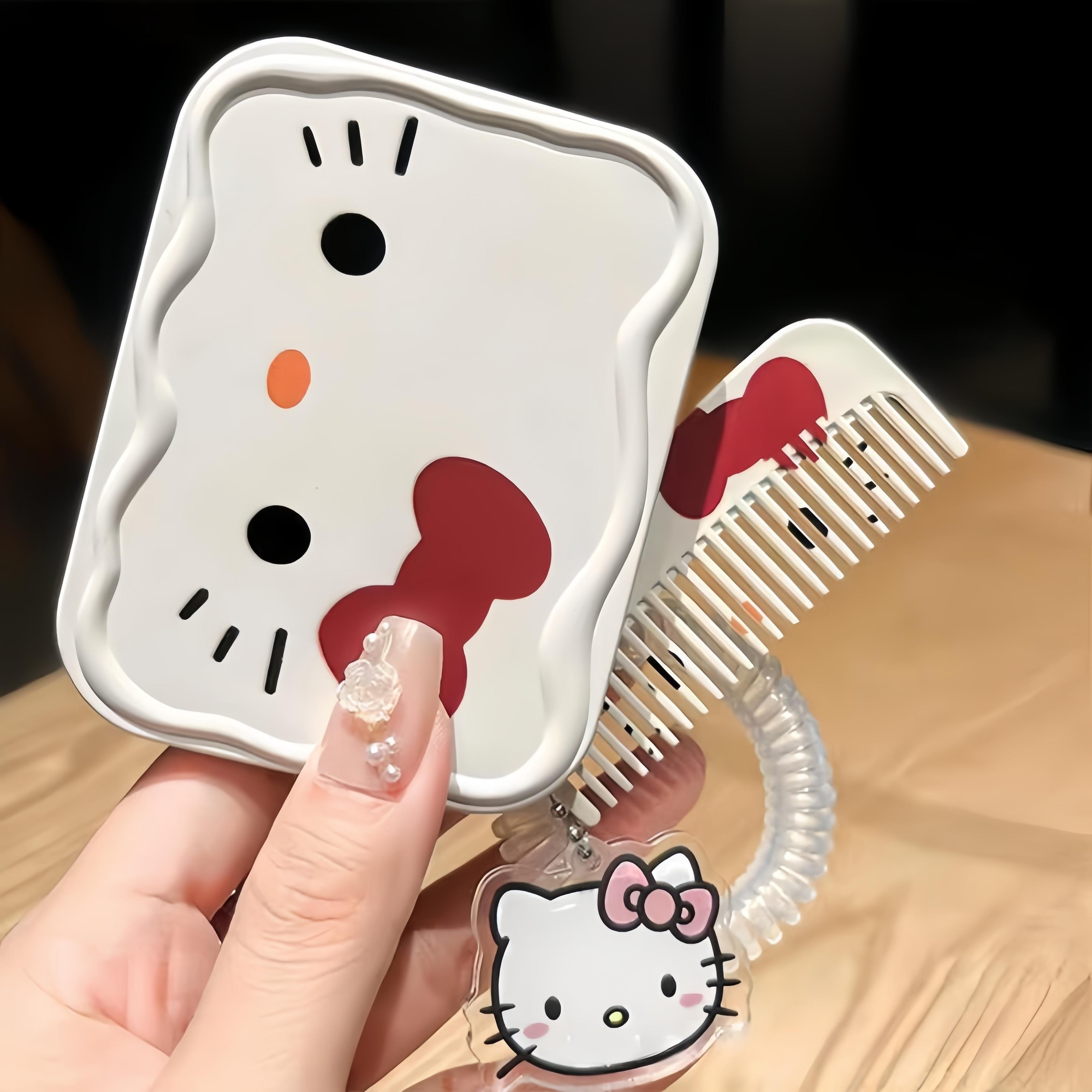 

Pour de maquillage pliable portable Hello Kitty avec peigne intégré, motif animal de dessin , en plastique , support de commode, non parfumé, aucune pile requise, avec film protecteur pour un