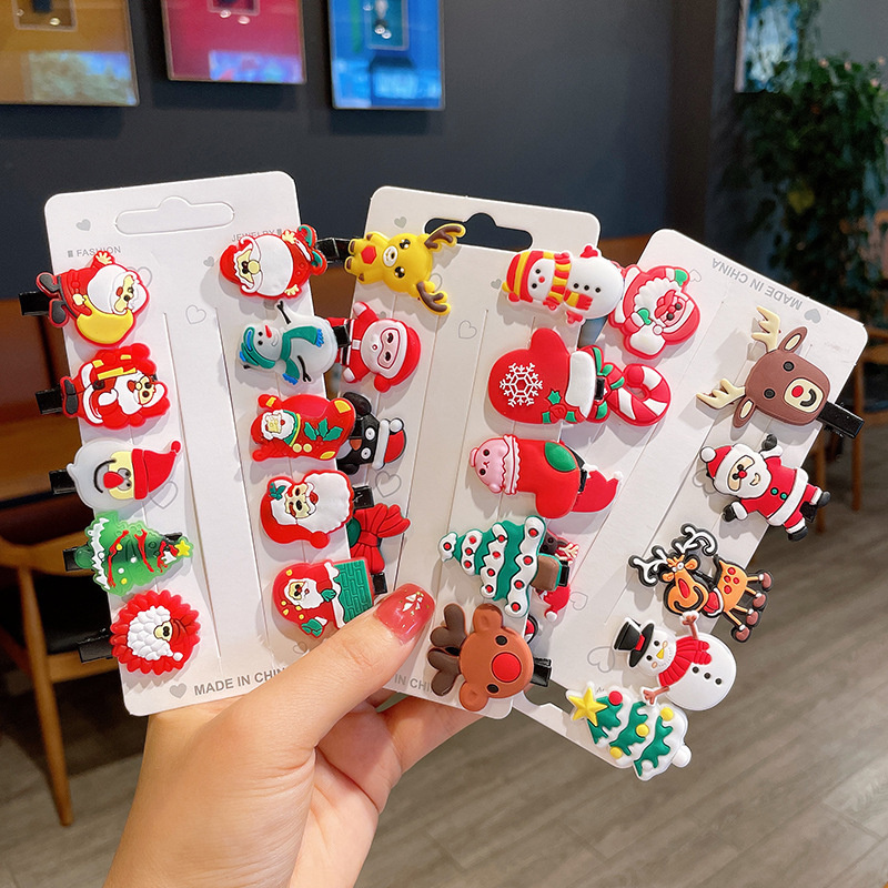 

[customer ] 10pcs Cute Christmas Hair Clip Set For Girls - Soft Clay, Cartoon Designs In Mixed Colors, Best For Christmas