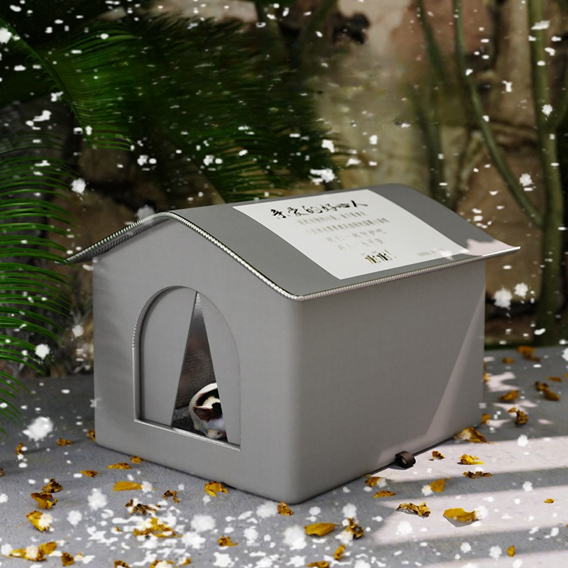 

42cm\16.53in Large Size 1pc Whiskerwonders Waterproof Cat House With Sponge Insulation, Easy Large Space Cat Shelter For Indoor And Outdoor Use