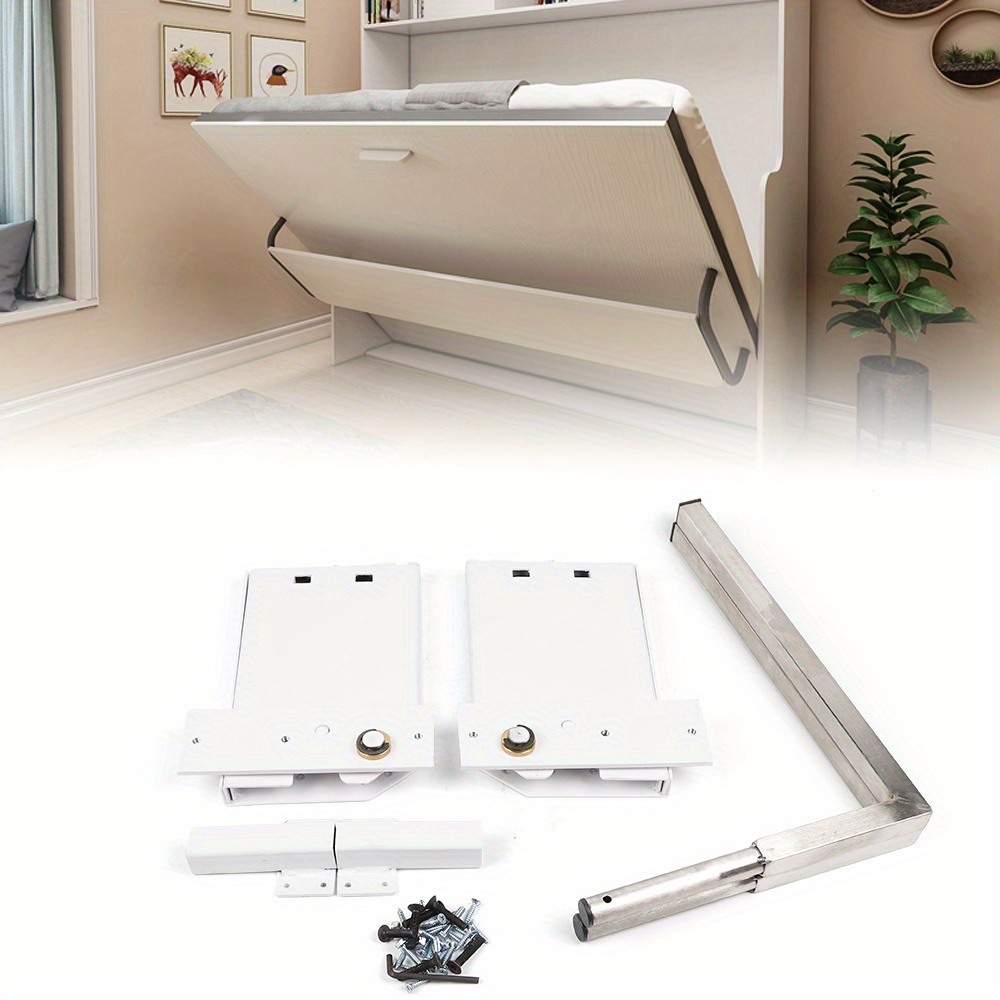 

Diy Kit, Queen-size Wall Bed Mechanism Hardware Kit, Mounting Wall Springs Mechanism Heavy Duty Support Hardware Diy Kit For Queen Twin Size Bed, White, Middle Size