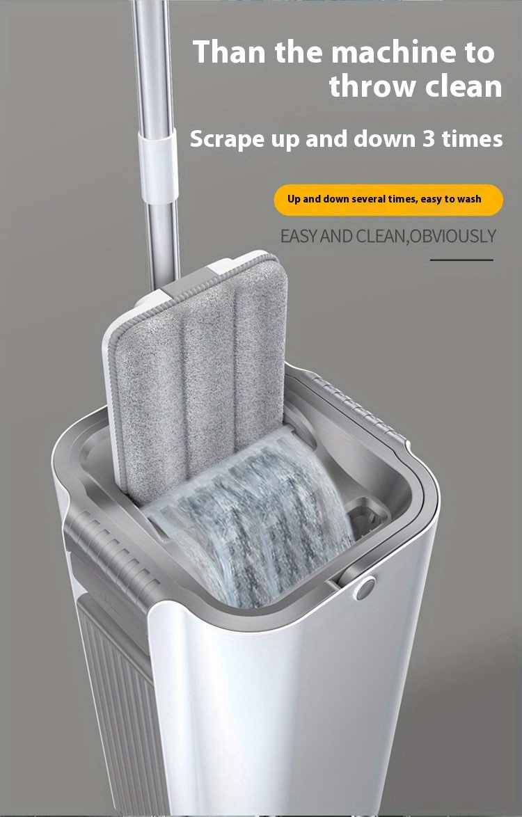 easy clean thickened lazy mop set with bucket wet dry use stainless steel handle   abs material for living room cleaning details 0