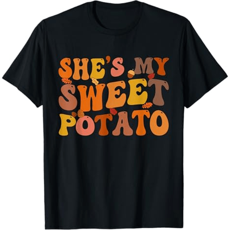 

Potato I Yam Thanksgiving Matching Couple Set, 100% Cotton, Thanksgiving Christmas Gifts For Men Women , S-xxxl, Black