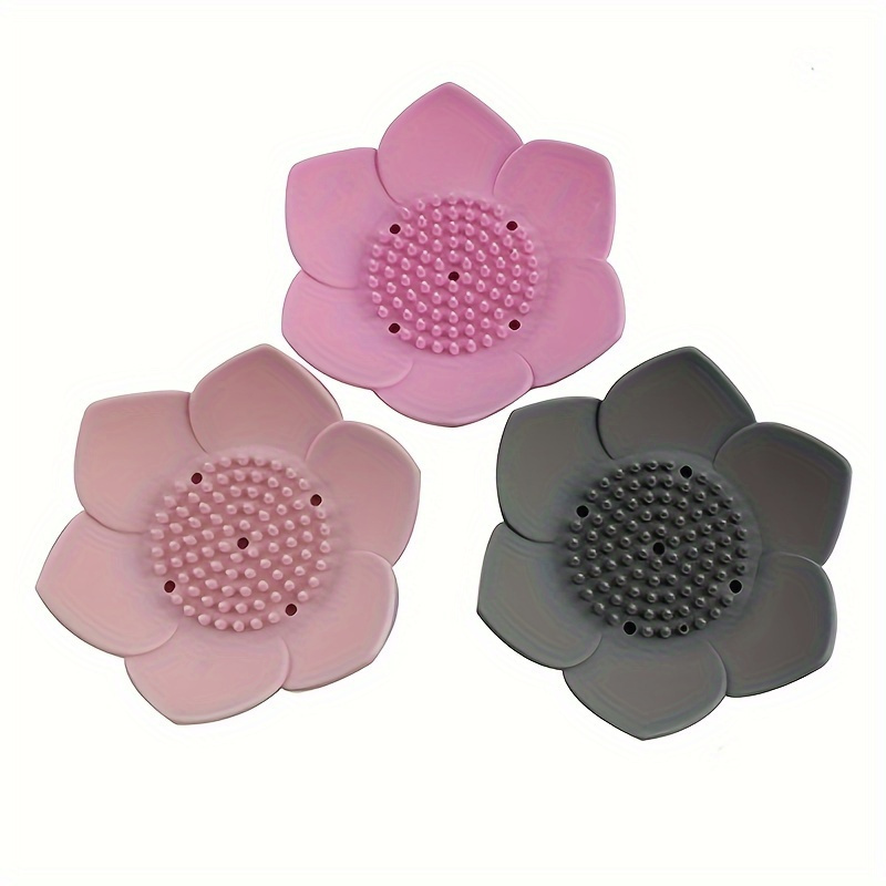 lotus shaped silicone soap dish with drain quick dry   bathroom accessory details 3