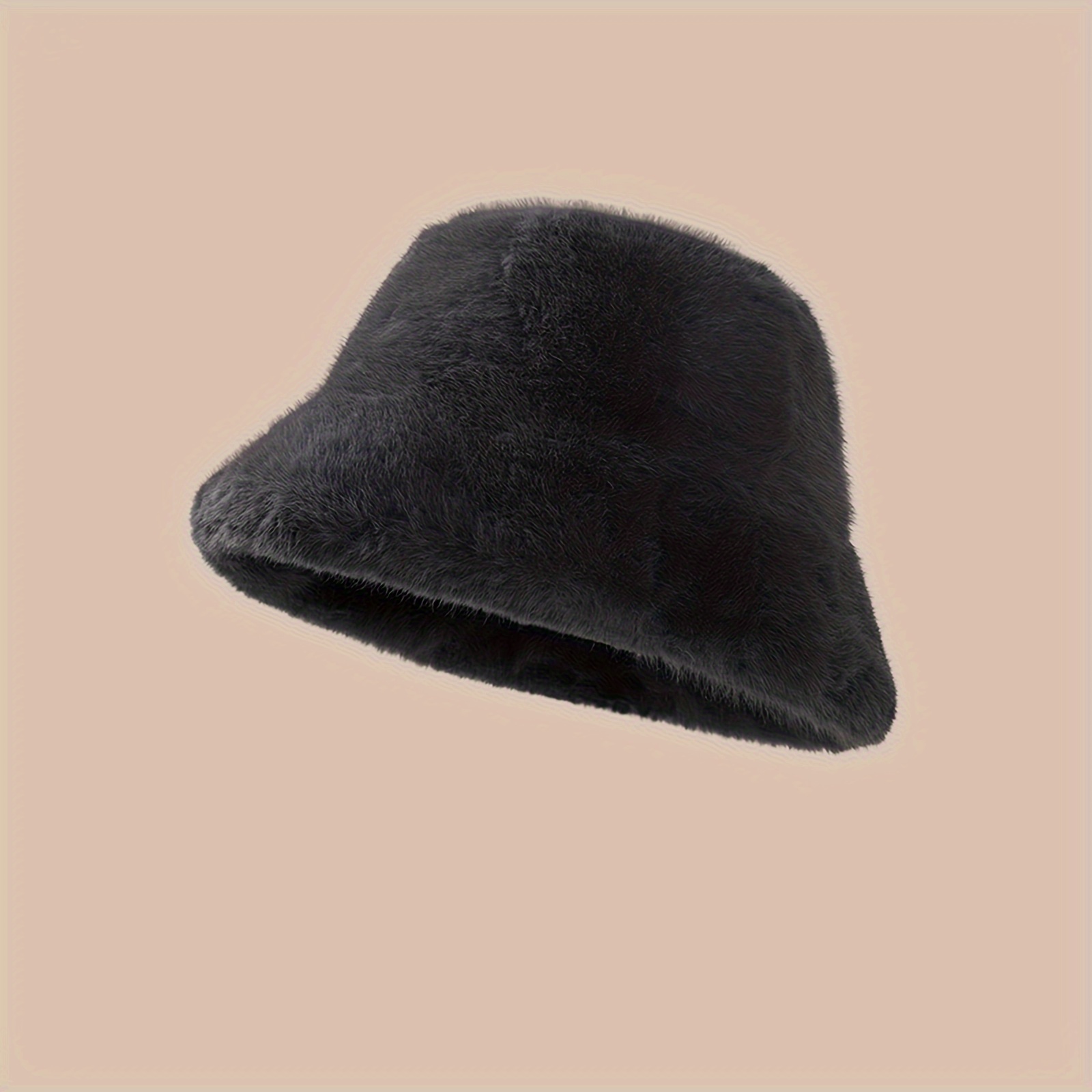 1pc womens bucket hat soft plush solid color winter - Temu display picture 1